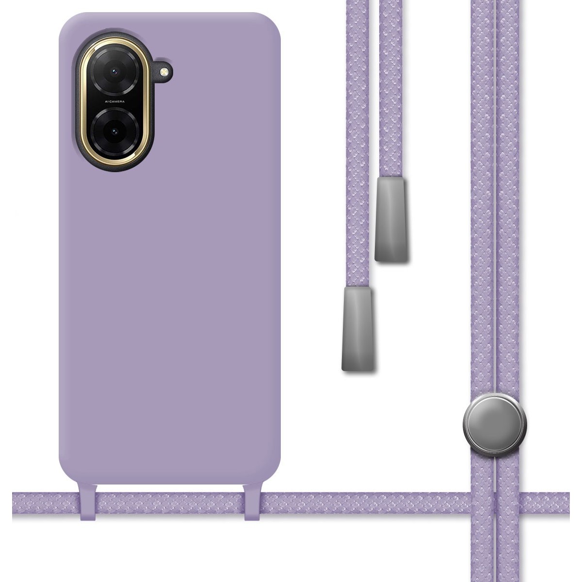 Funda Silicona Líquida con Cordón para Xiaomi Redmi A5 color Morada