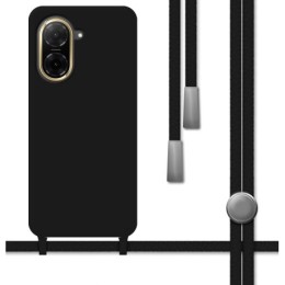 Funda Silicona Líquida con Cordón para Xiaomi Redmi A5 color Negra