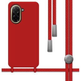 Funda Silicona Líquida con Cordón para Xiaomi Redmi A5 color Roja