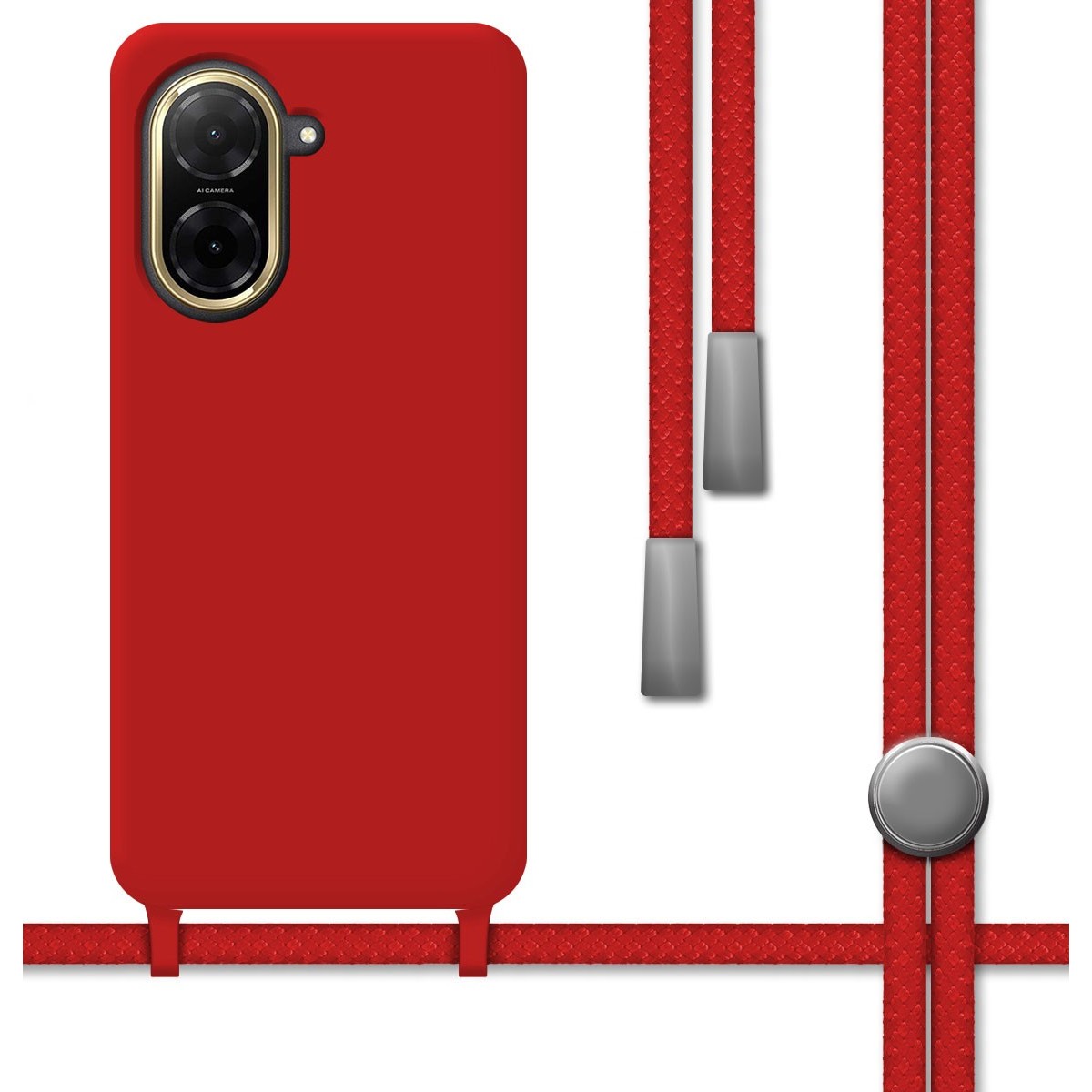 Funda Silicona Líquida con Cordón para Xiaomi Redmi A5 color Roja