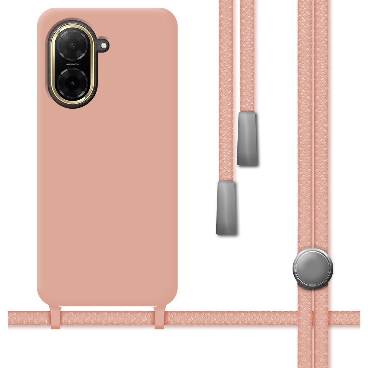 Funda Silicona Líquida con Cordón para Xiaomi Redmi A5 color Rosa
