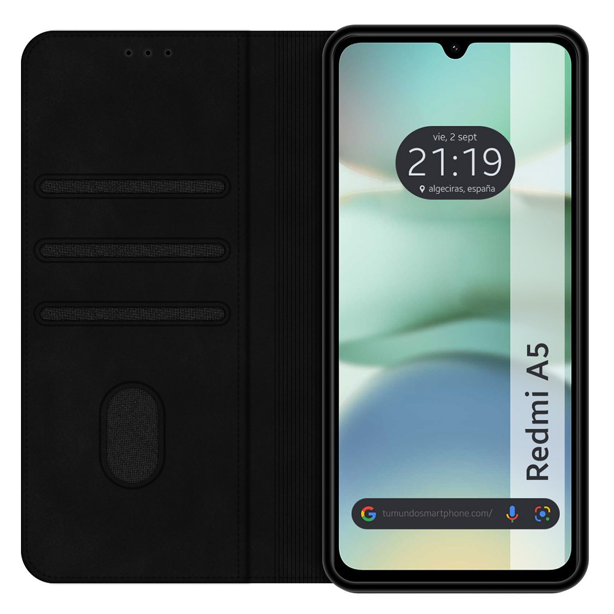 Funda Libro de Polipiel con tarjetero para Xiaomi Redmi A5 color Negra