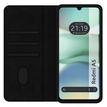 Funda Libro de Polipiel con tarjetero para Xiaomi Redmi A5 color Negra