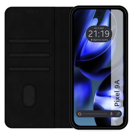 Funda Libro de Polipiel con tarjetero para Google Pixel 9a 5G color Negra