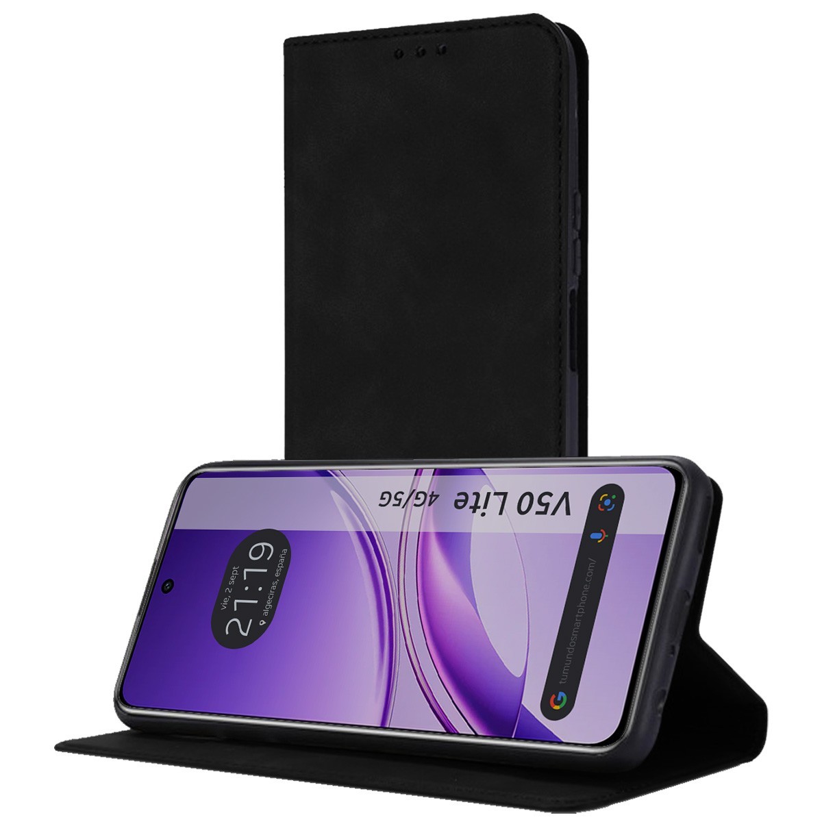 Funda Libro de Polipiel con tarjetero para Vivo V50 Lite 4G / 5G color Negra