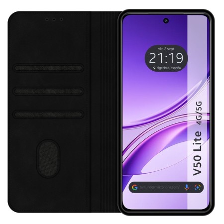 Funda Libro de Polipiel con tarjetero para Vivo V50 Lite 4G / 5G color Negra