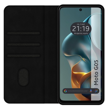 Funda Libro de Polipiel con tarjetero para Motorola Moto G05 / E15 color Negra
