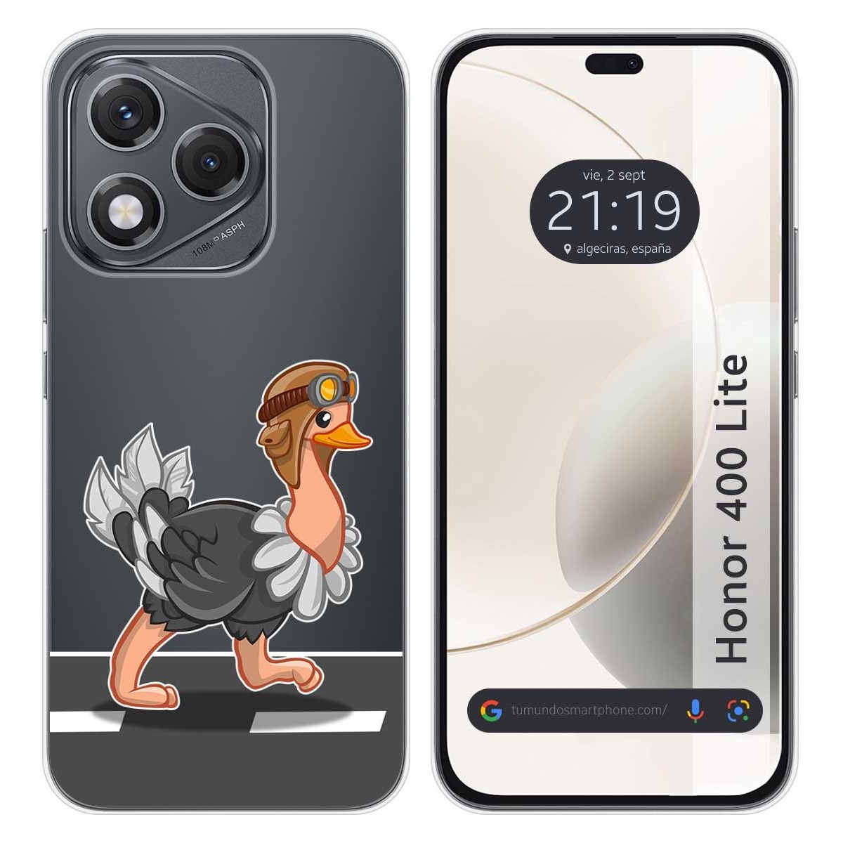 Funda Silicona Transparente para Huawei Honor 400 Lite 5G diseño Avestruz Dibujos