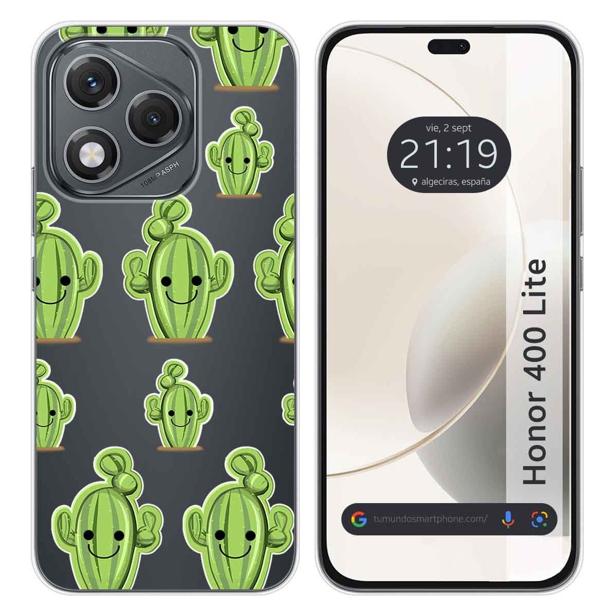 Funda Silicona Transparente para Huawei Honor 400 Lite 5G diseño Cactus Dibujos