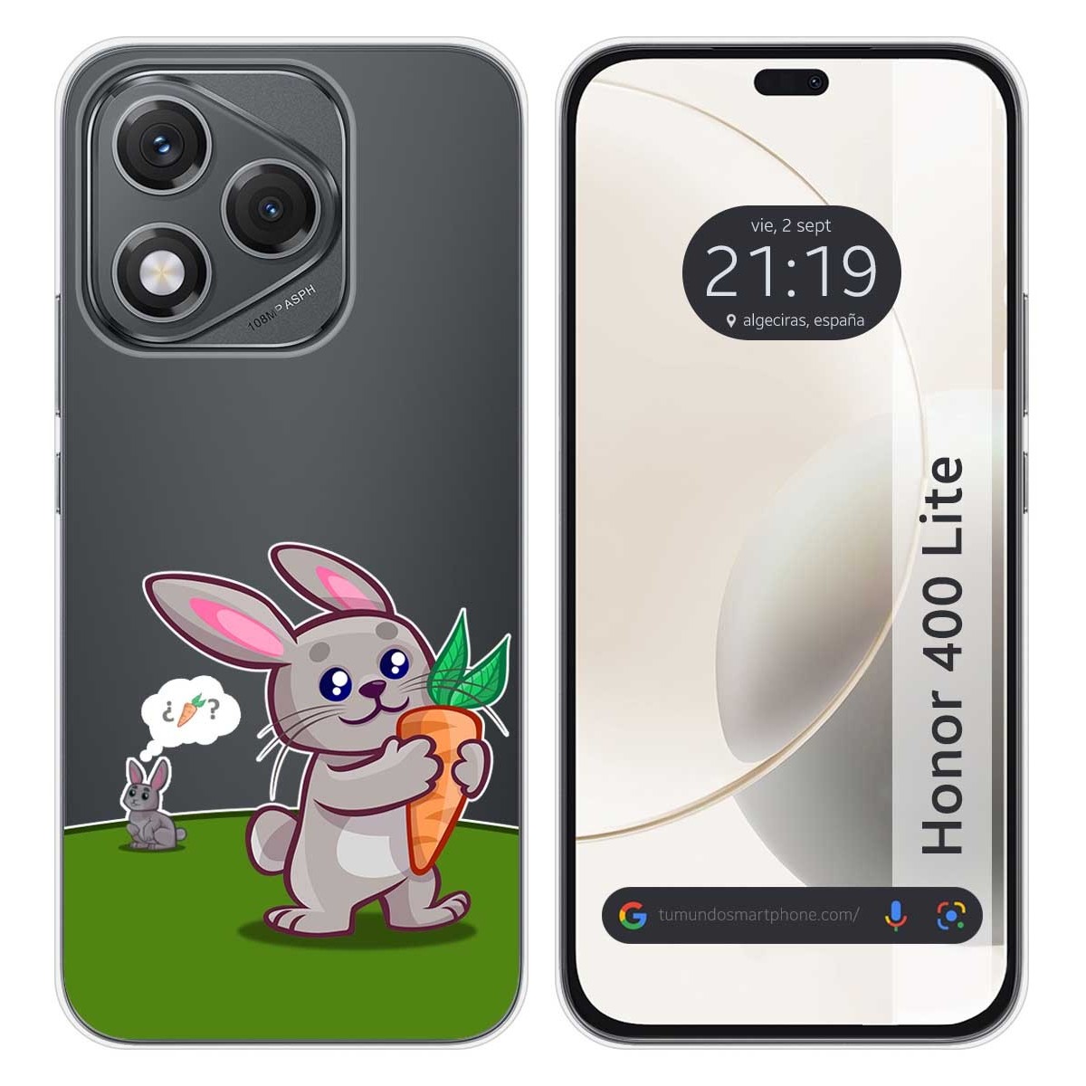 Funda Silicona Transparente para Huawei Honor 400 Lite 5G diseño Conejo Dibujos