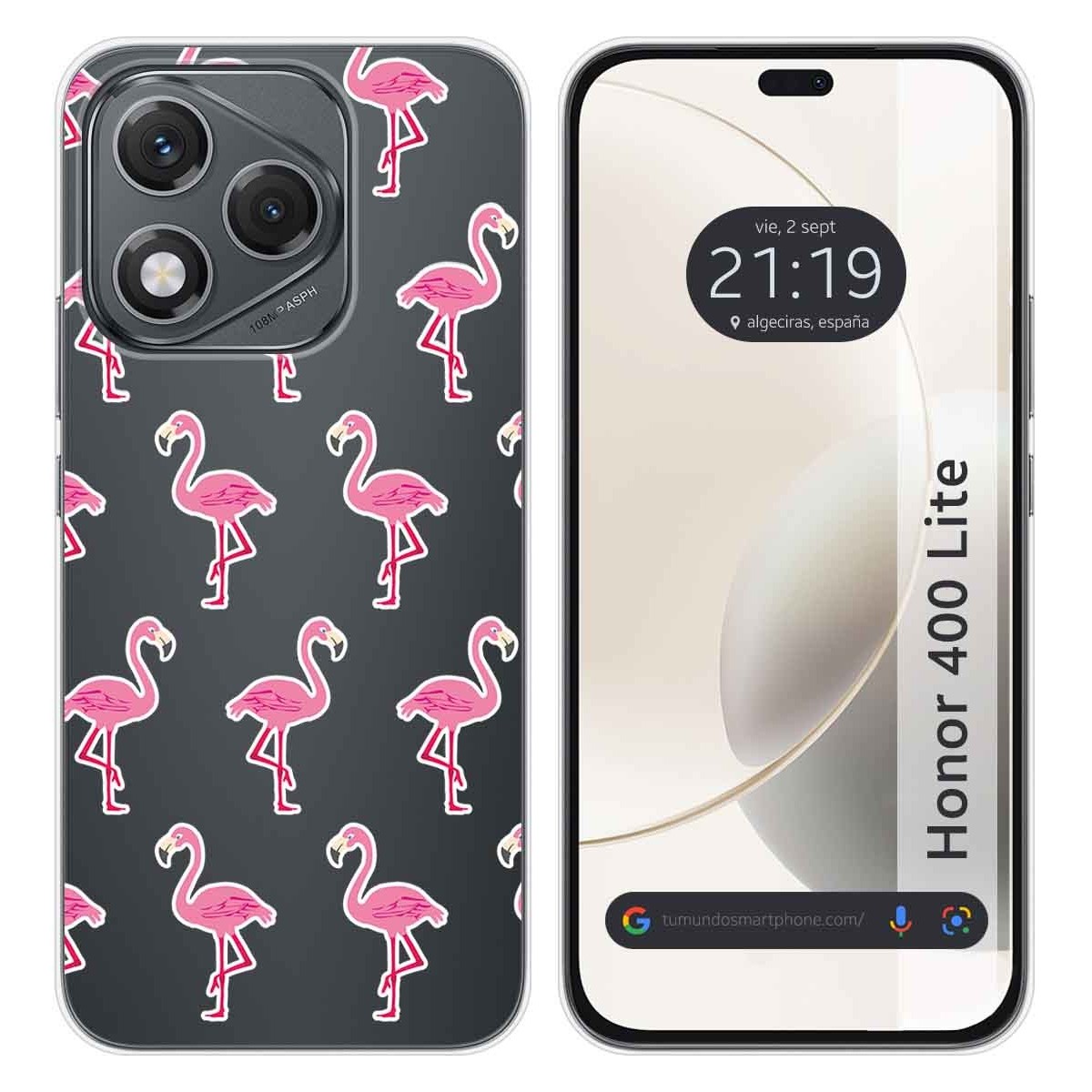 Funda Silicona Transparente para Huawei Honor 400 Lite 5G diseño Flamenco Dibujos