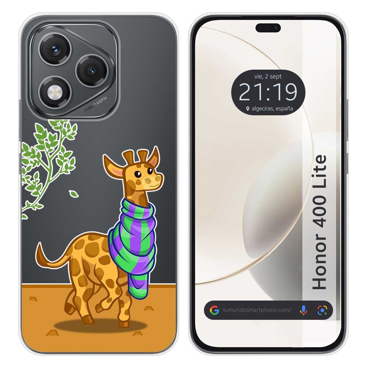 Funda Silicona Transparente para Huawei Honor 400 Lite 5G diseño Jirafa Dibujos