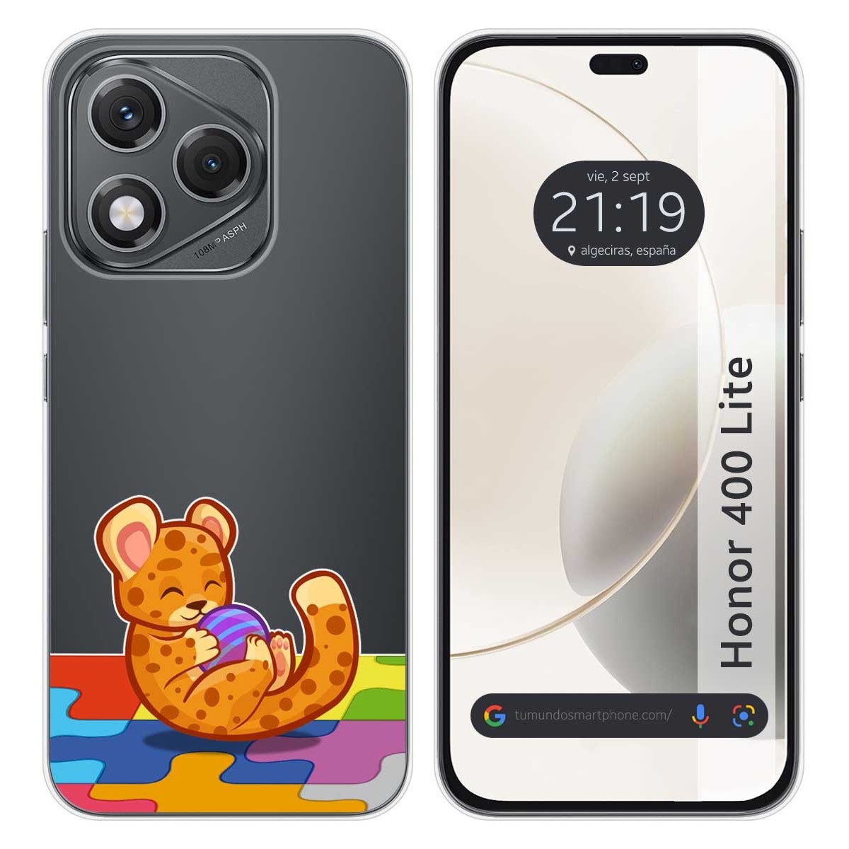 Funda Silicona Transparente para Huawei Honor 400 Lite 5G diseño Leopardo Dibujos