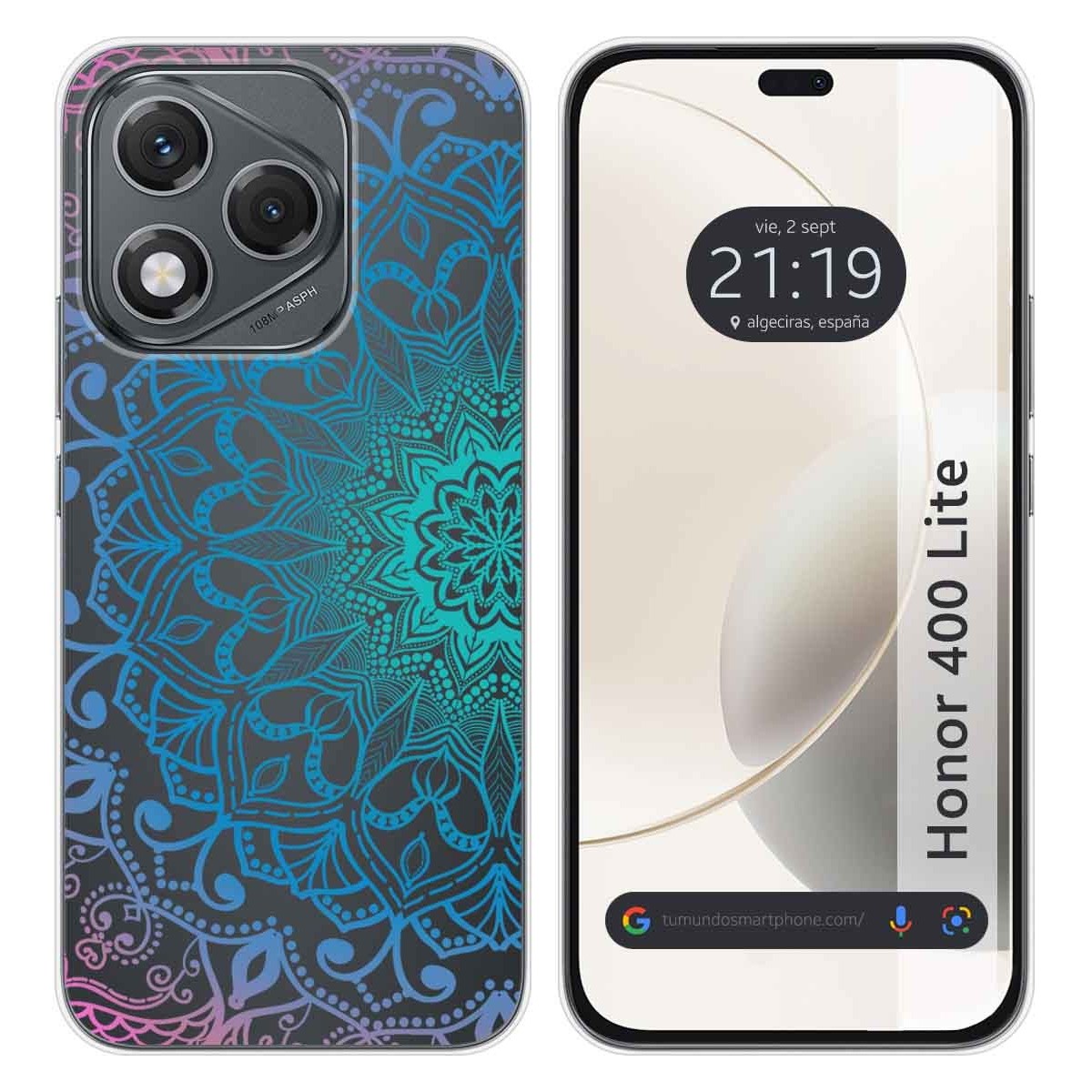 Funda Silicona Transparente para Huawei Honor 400 Lite 5G diseño Mandala Dibujos