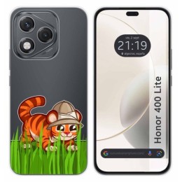 Funda Silicona Transparente para Huawei Honor 400 Lite 5G diseño Tigre Dibujos