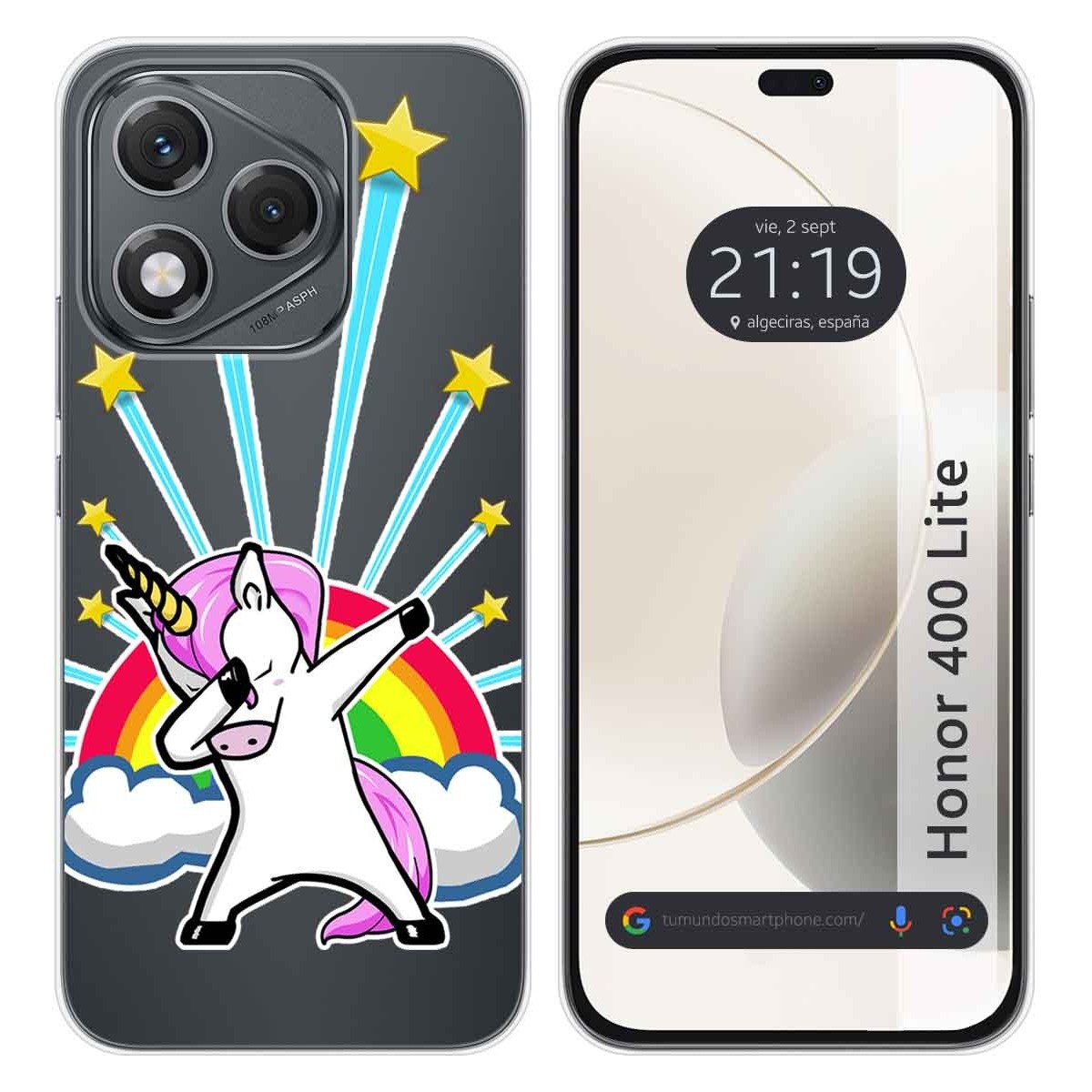 Funda Silicona Transparente para Huawei Honor 400 Lite 5G diseño Unicornio Dibujos