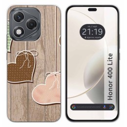 Funda Silicona para Huawei Honor 400 Lite 5G diseño Corazones Madera Dibujos