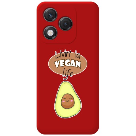 Funda Silicona Líquida Roja para Huawei Honor 400 Lite 5G diseño Vegan Life Dibujos