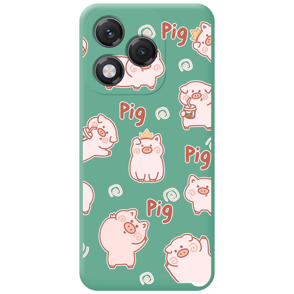 Funda Silicona Líquida Verde para Huawei Honor 400 Lite 5G diseño Cerdos Dibujos