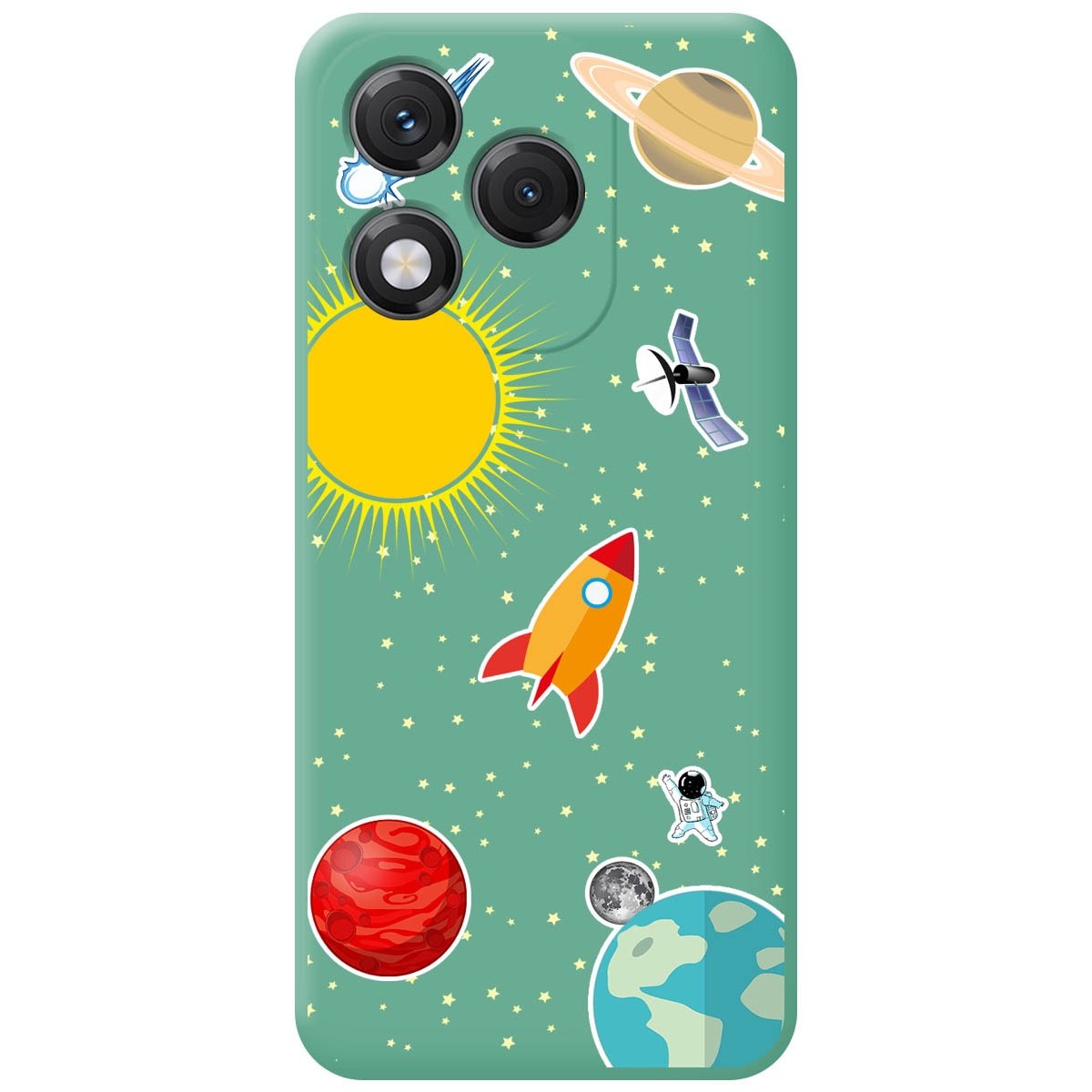 Funda Silicona Líquida Verde para Huawei Honor 400 Lite 5G diseño Espacio Dibujos