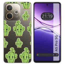 Funda Silicona Transparente para Oppo A5 Pro 5G diseño Cactus Dibujos