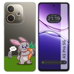 Funda Silicona Transparente para Oppo A5 Pro 5G diseño Conejo Dibujos