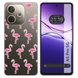 Funda Silicona Transparente para Oppo A5 Pro 5G diseño Flamenco Dibujos