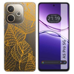 Funda Silicona Transparente para Oppo A5 Pro 5G diseño Hojas Dibujos