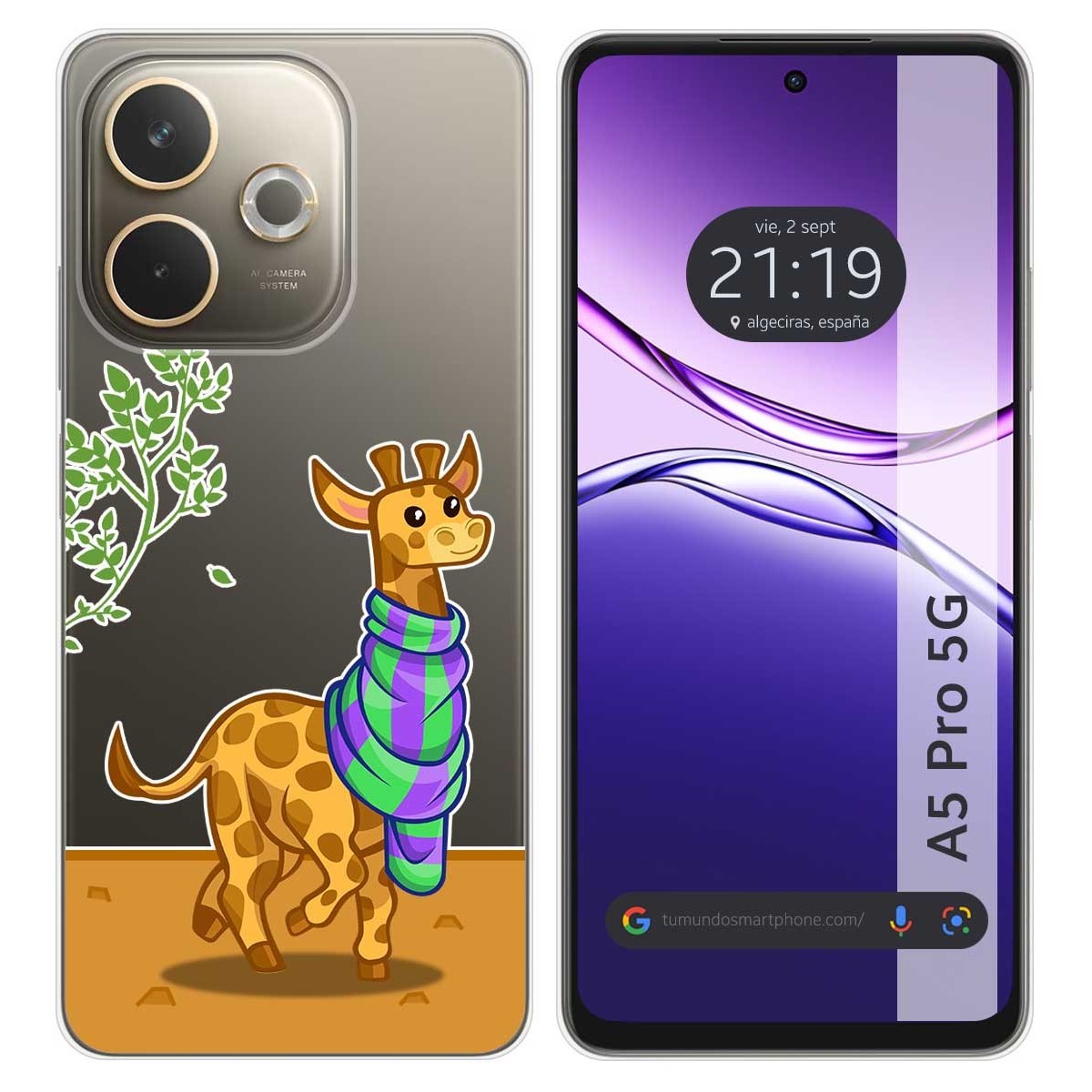 Funda Silicona Transparente para Oppo A5 Pro 5G diseño Jirafa Dibujos