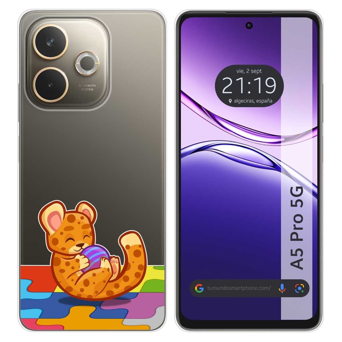 Funda Silicona Transparente para Oppo A5 Pro 5G diseño Leopardo Dibujos