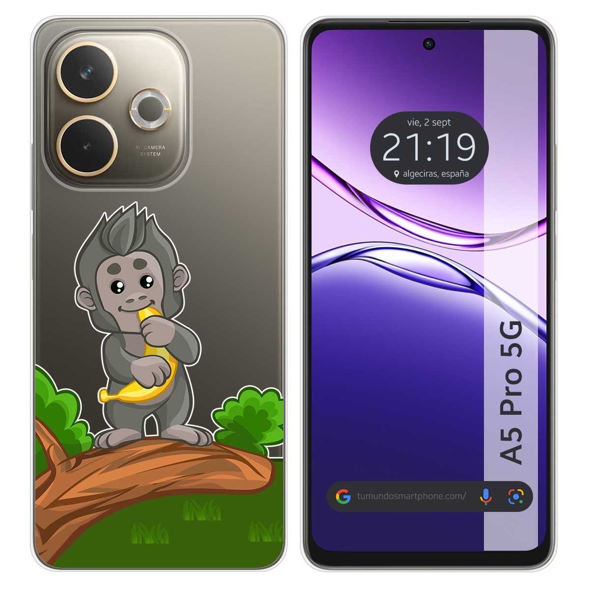 Funda Silicona Transparente para Oppo A5 Pro 5G diseño Mono Dibujos