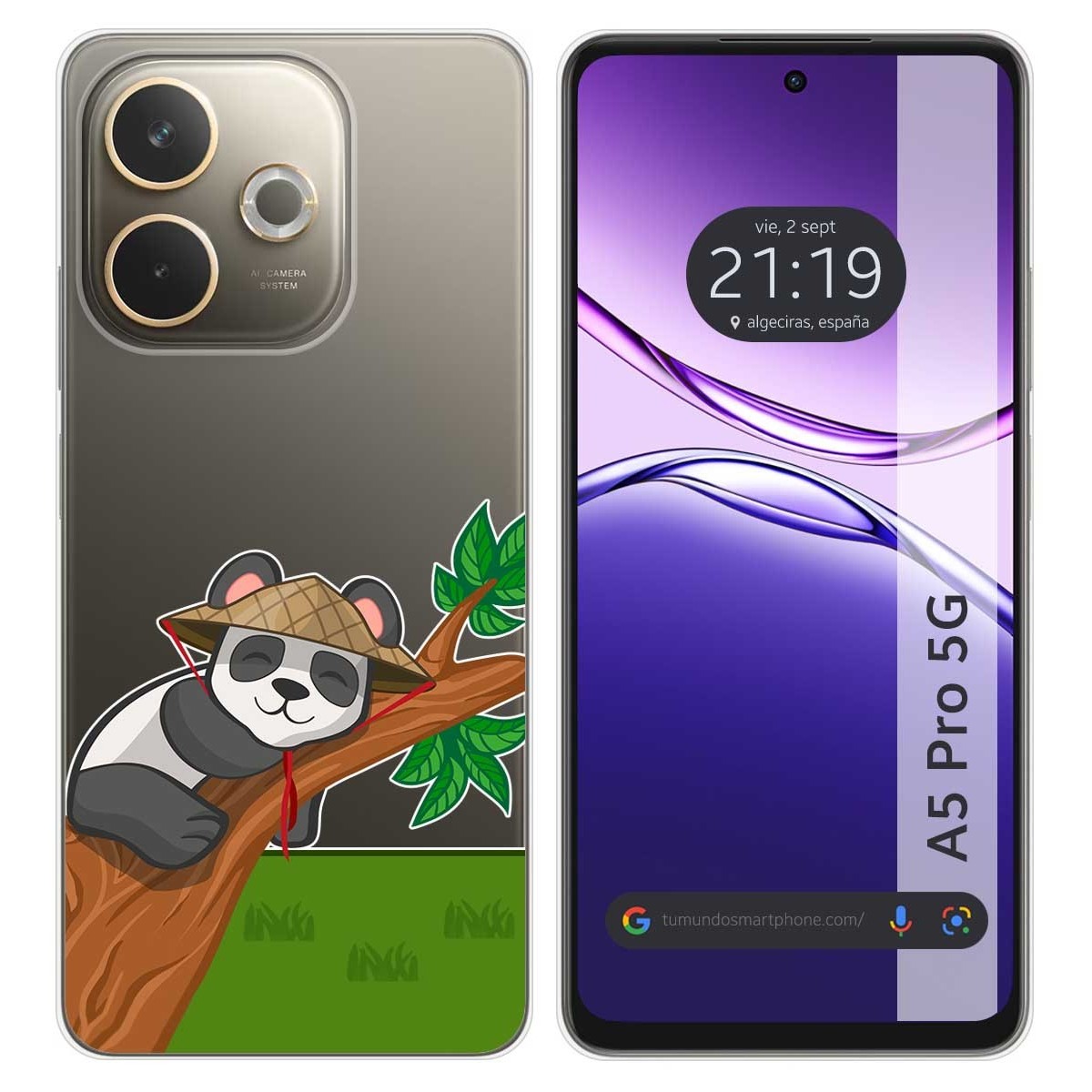 Funda Silicona Transparente para Oppo A5 Pro 5G diseño Panda Dibujos