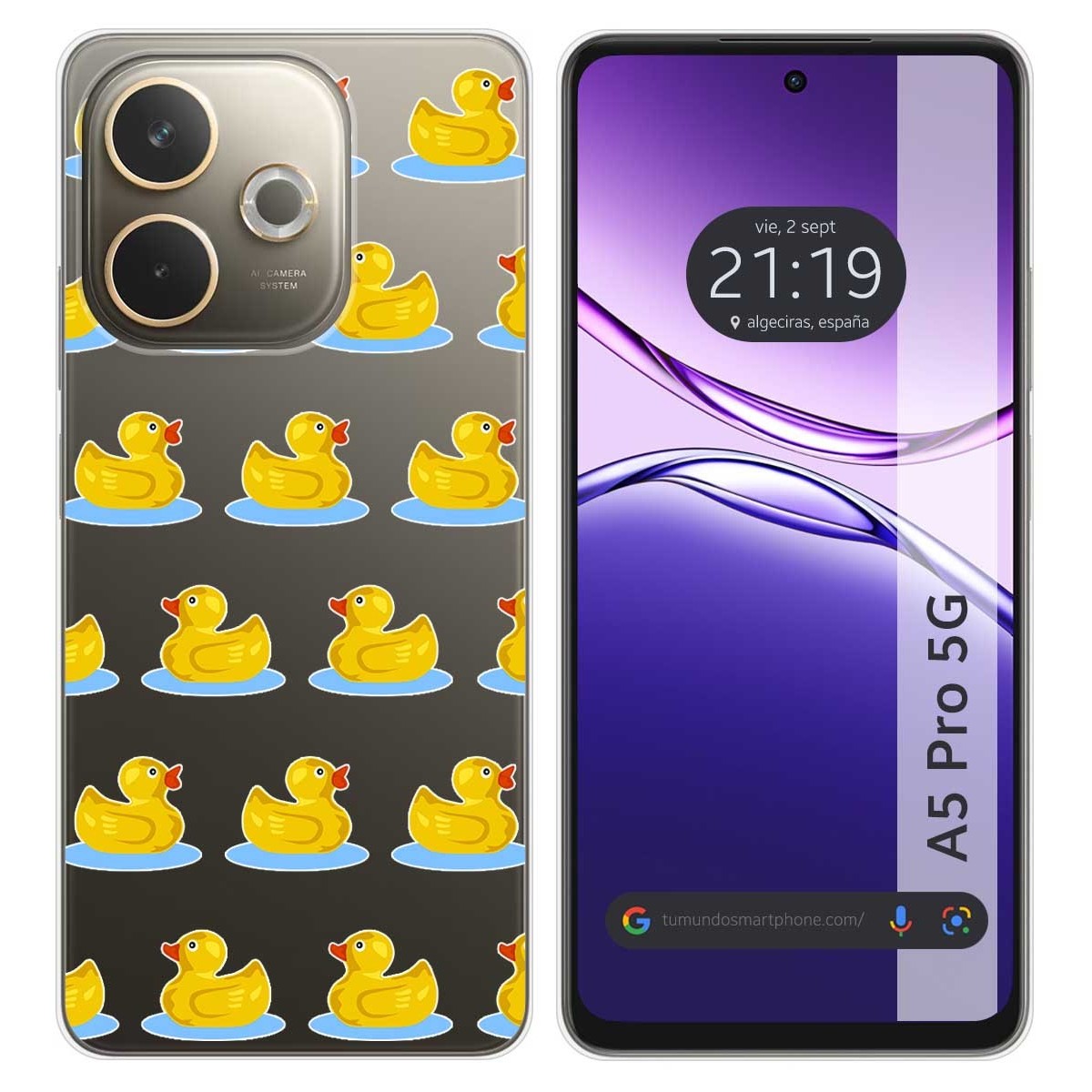 Funda Silicona Transparente para Oppo A5 Pro 5G diseño Pato Dibujos