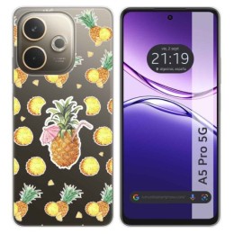 Funda Silicona Transparente para Oppo A5 Pro 5G diseño Piña Dibujos