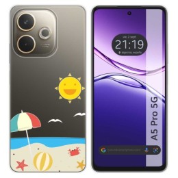 Funda Silicona Transparente para Oppo A5 Pro 5G diseño Playa Dibujos