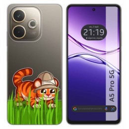 Funda Silicona Transparente para Oppo A5 Pro 5G diseño Tigre Dibujos
