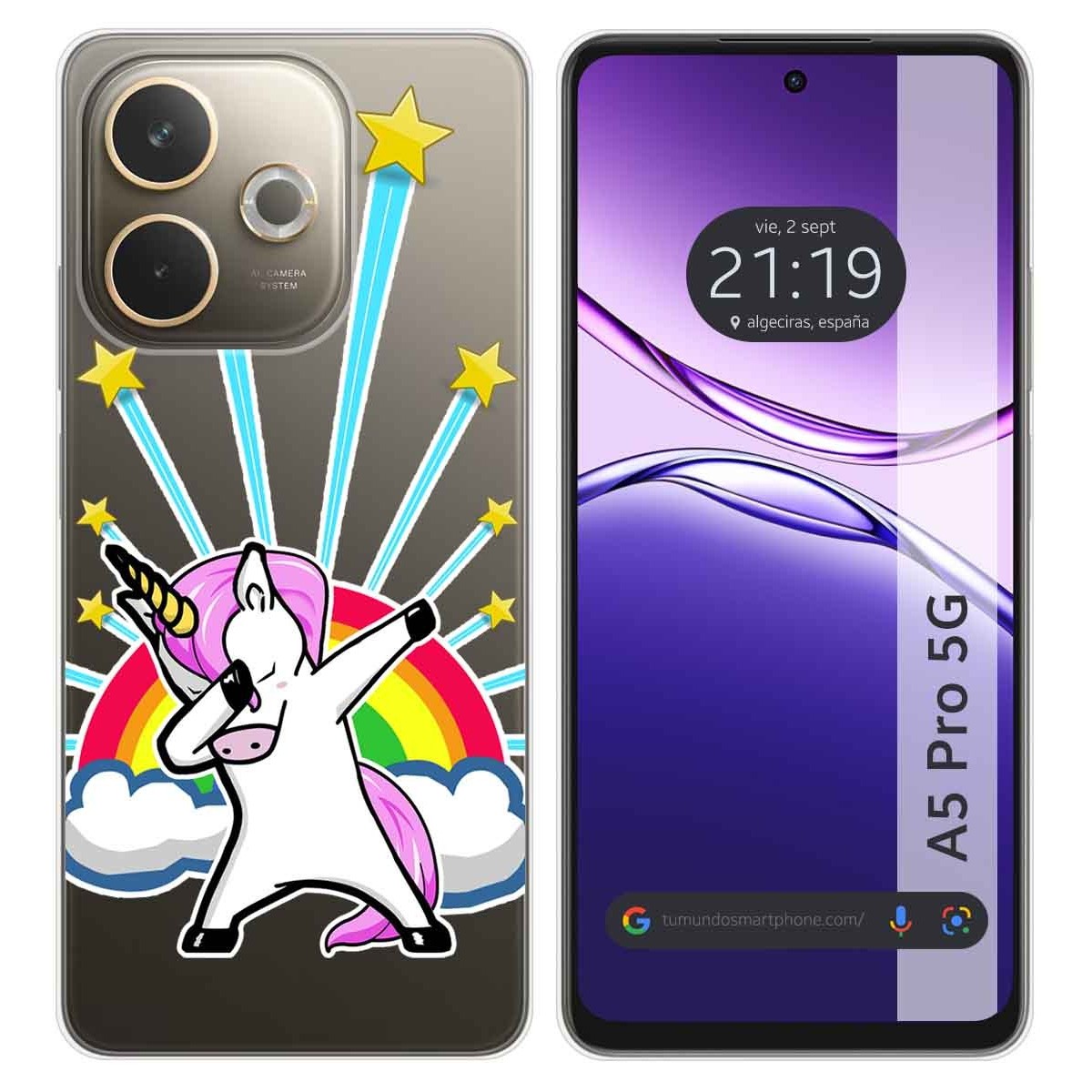 Funda Silicona Transparente para Oppo A5 Pro 5G diseño Unicornio Dibujos
