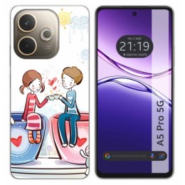 Funda Silicona para Oppo A5 Pro 5G diseño Café Dibujos