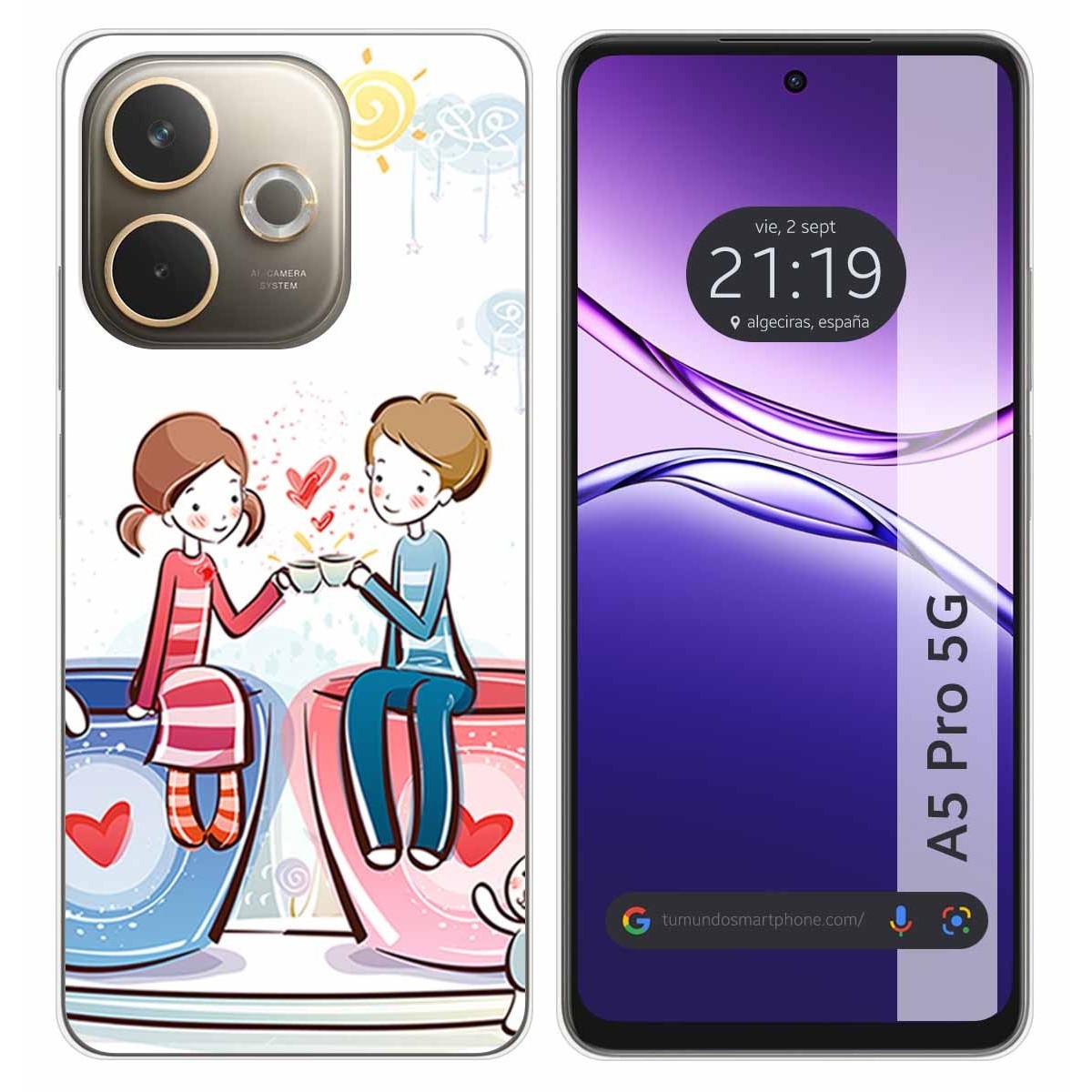 Funda Silicona para Oppo A5 Pro 5G diseño Café Dibujos