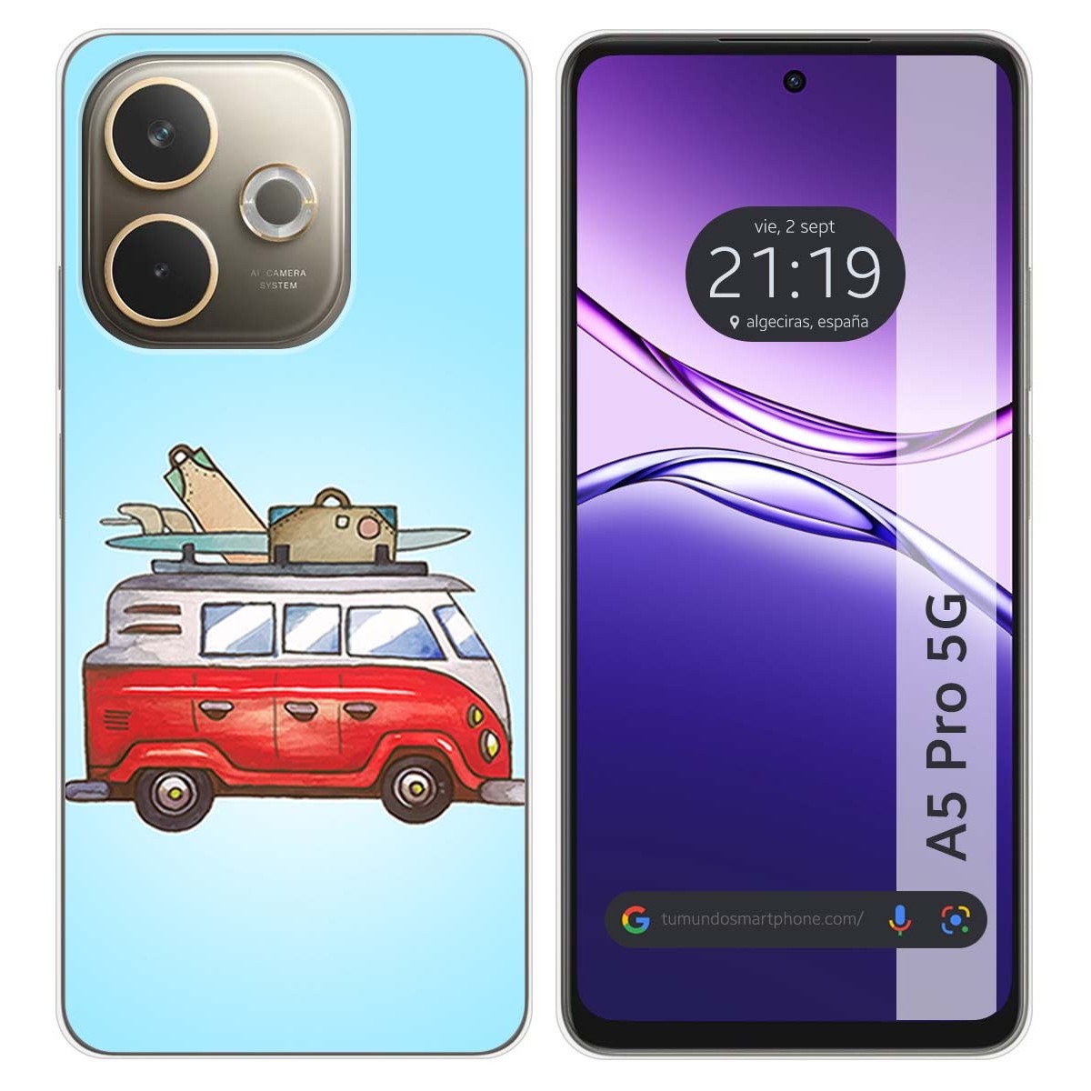 Funda Silicona para Oppo A5 Pro 5G diseño Furgoneta Dibujos