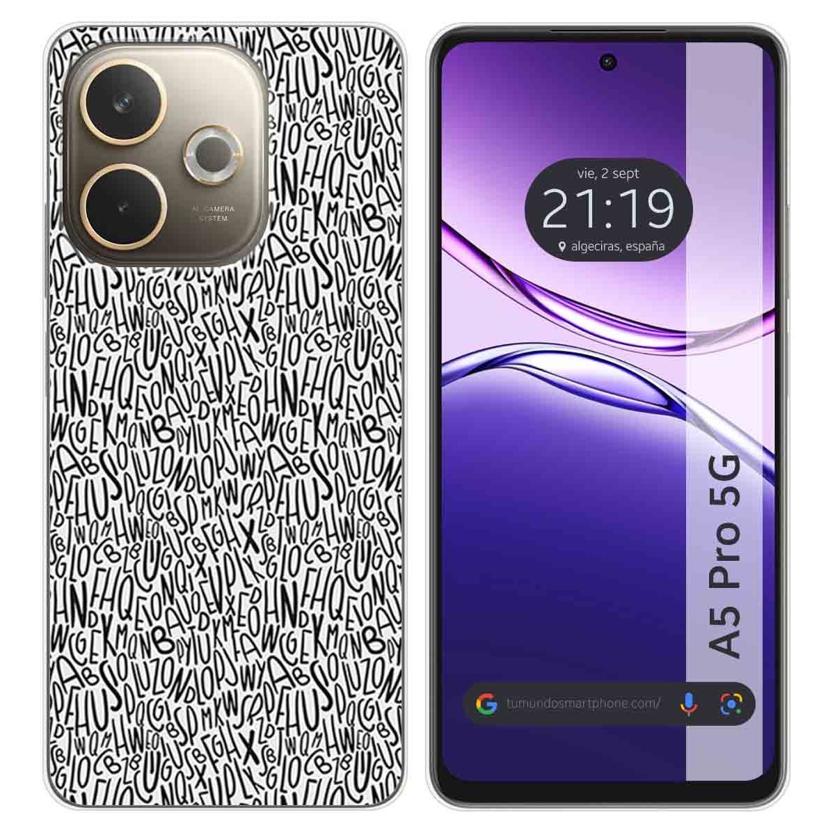 Funda Silicona para Oppo A5 Pro 5G diseño Letras Dibujos