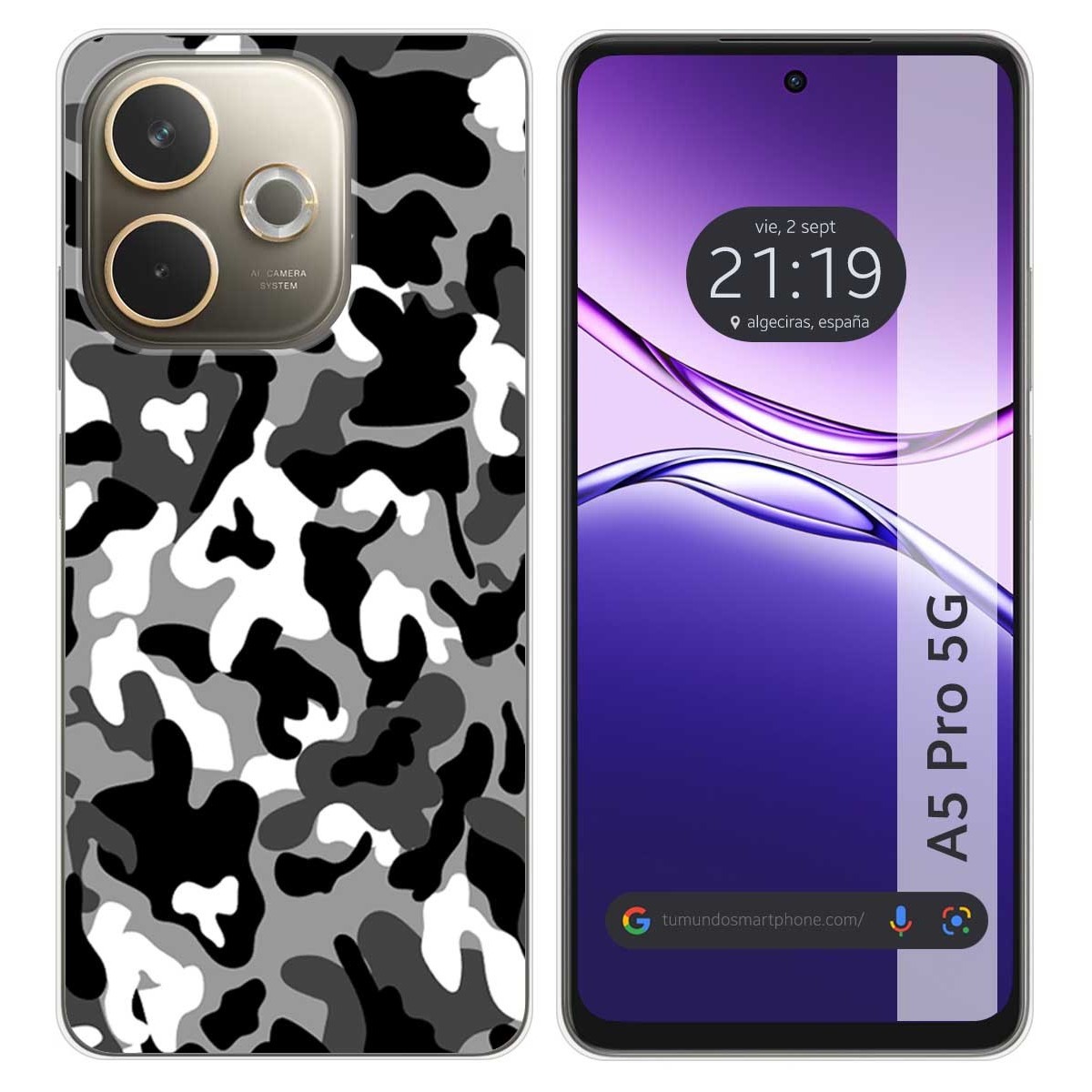 Funda Silicona para Oppo A5 Pro 5G diseño Snow Camuflaje Dibujos