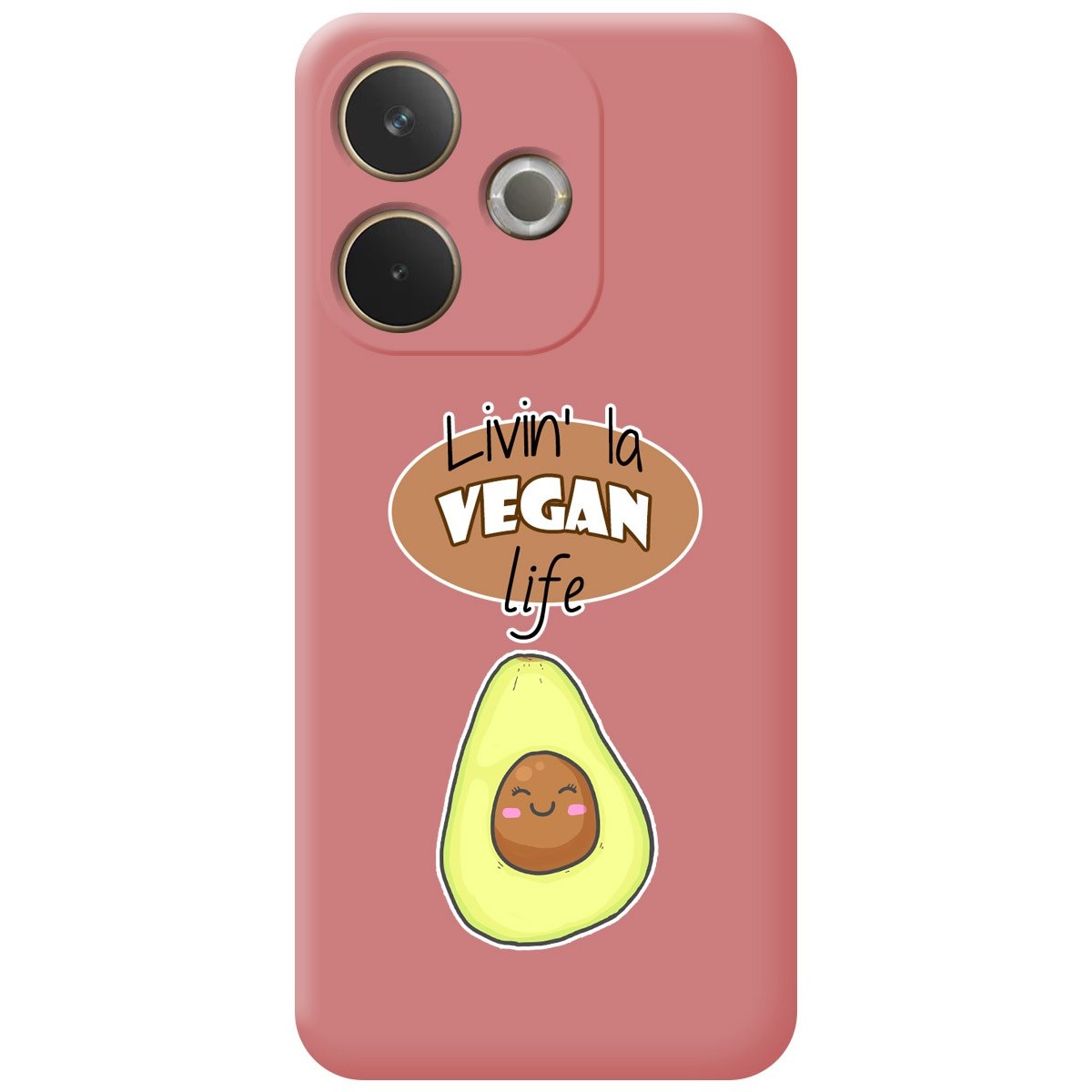 Funda Silicona Líquida Rosa para Oppo A5 Pro 5G diseño Vegan Life Dibujos