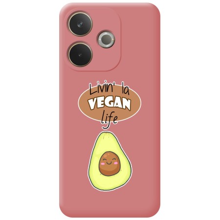Funda Silicona Líquida Rosa para Oppo A5 Pro 5G diseño Vegan Life Dibujos