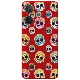 Funda Silicona Líquida Roja para Oppo A5 Pro 5G diseño Catrina Dibujos
