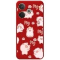 Funda Silicona Líquida Roja para Oppo A5 Pro 5G diseño Cerdos Dibujos