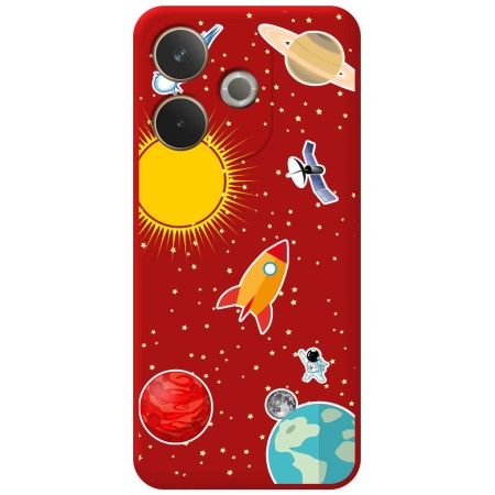 Funda Silicona Líquida Roja para Oppo A5 Pro 5G diseño Espacio Dibujos