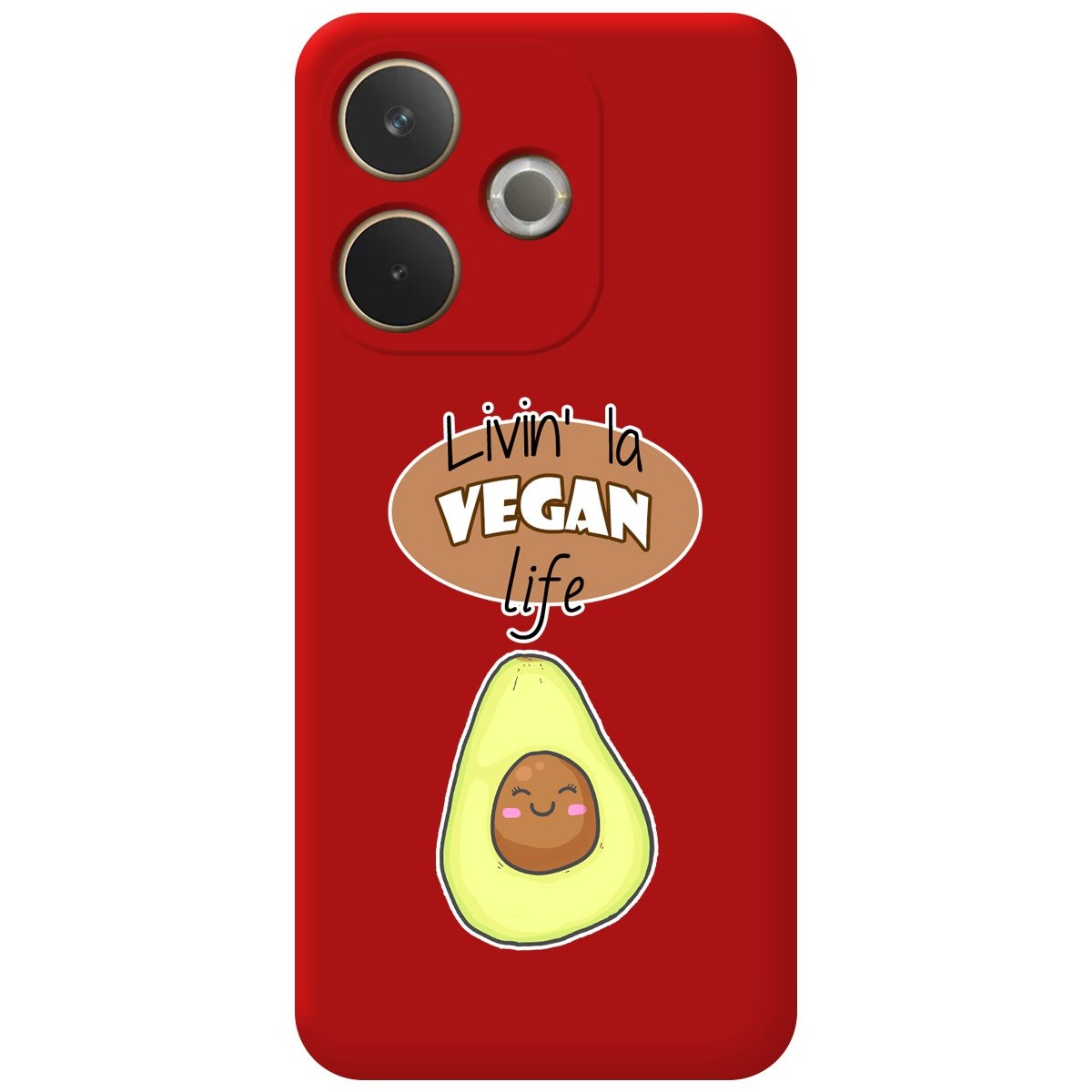 Funda Silicona Líquida Roja para Oppo A5 Pro 5G diseño Vegan Life Dibujos