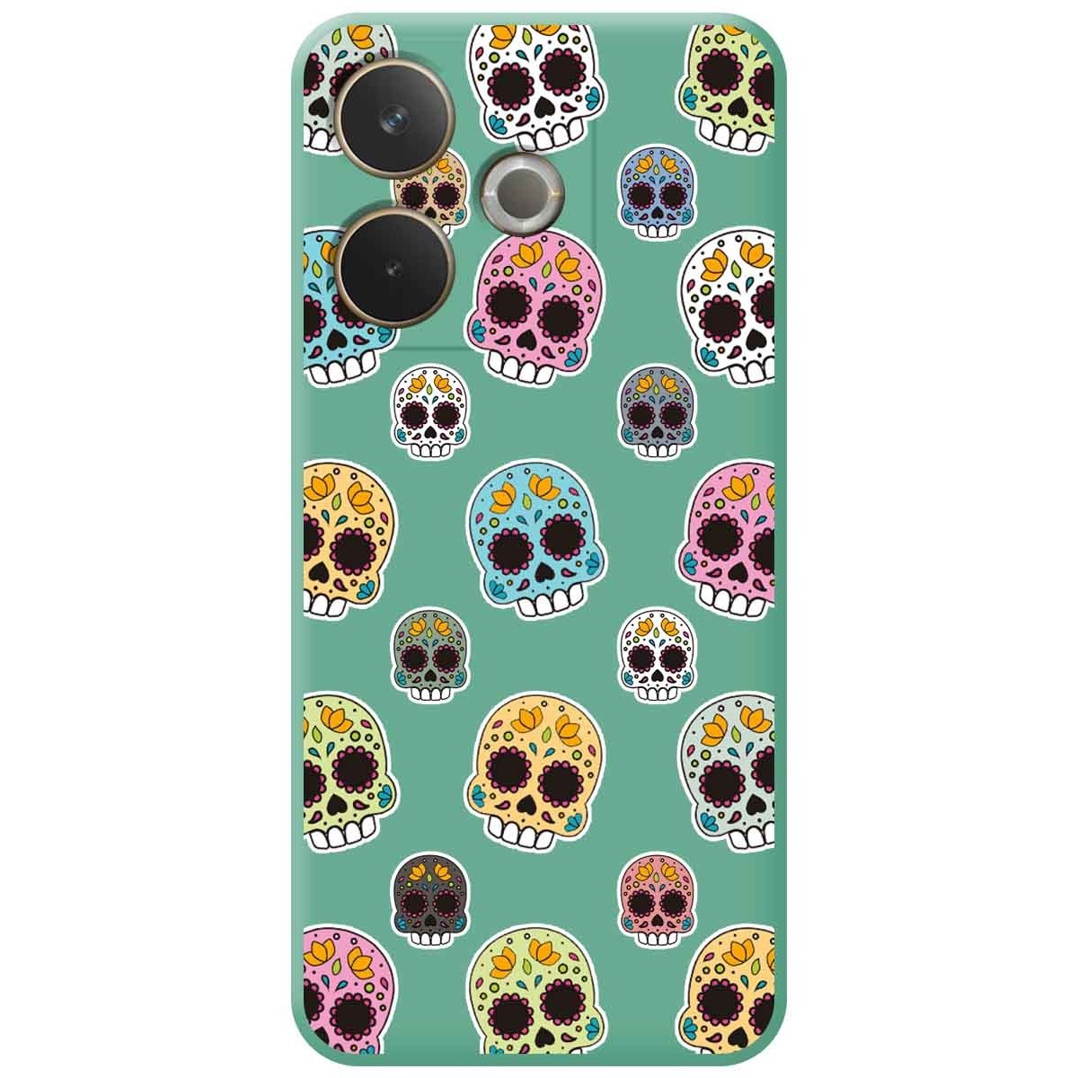 Funda Silicona Líquida Verde para Oppo A5 Pro 5G diseño Catrina Dibujos
