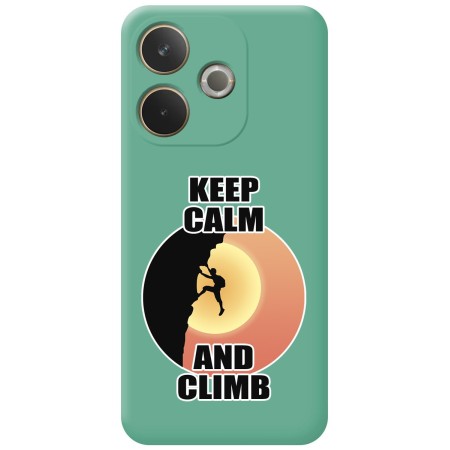 Funda Silicona Líquida Verde para Oppo A5 Pro 5G diseño Hombre Escalada Dibujos